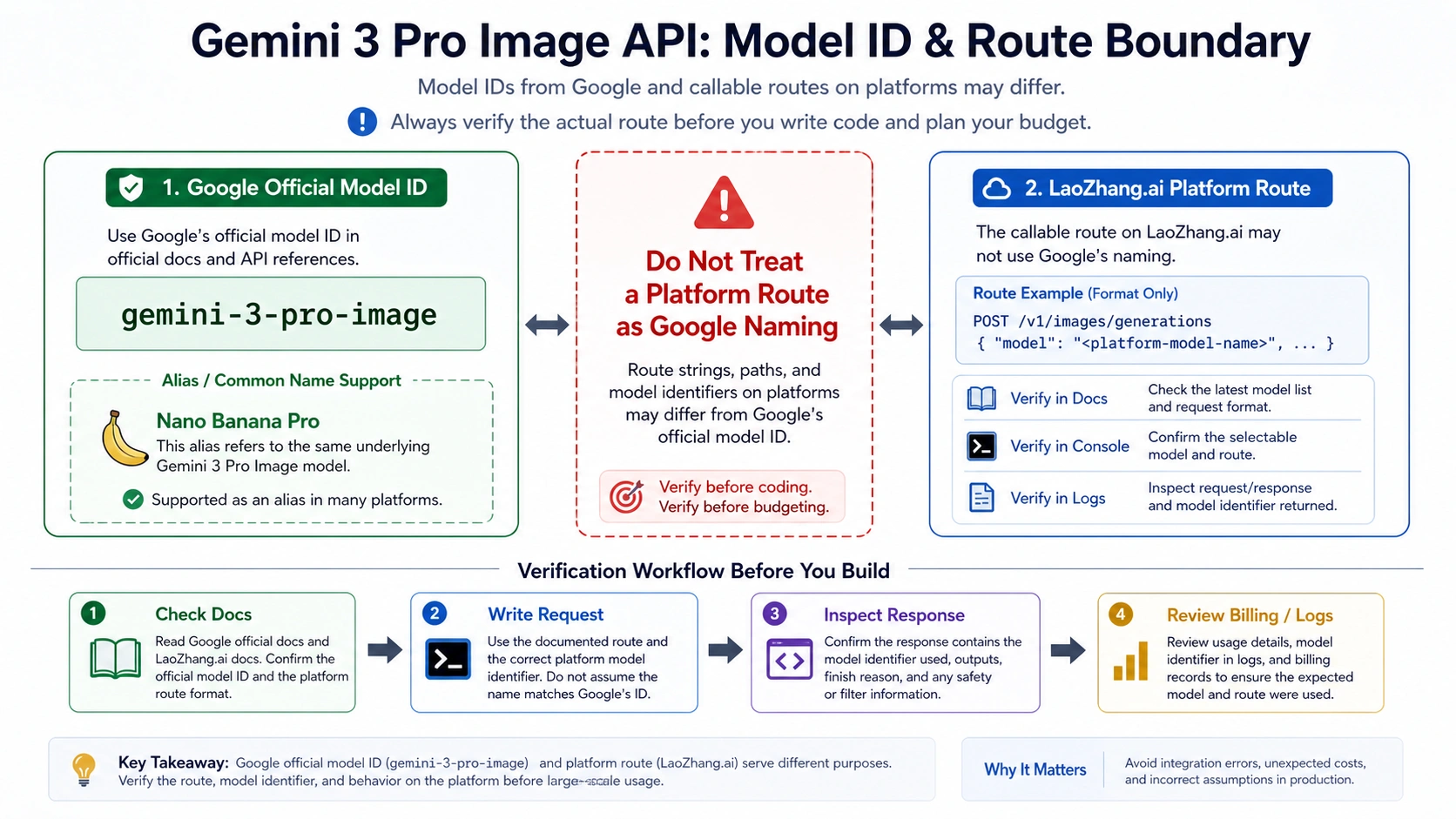 Model ID versus platform route boundary for Gemini 3 Pro Image API and gateway calls