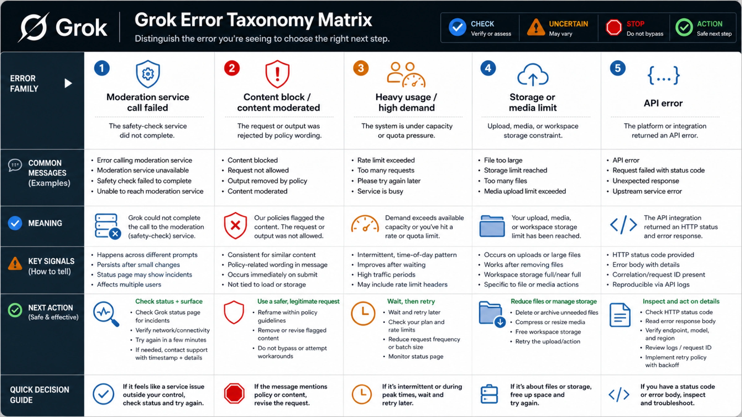Grok moderation-service error taxonomy