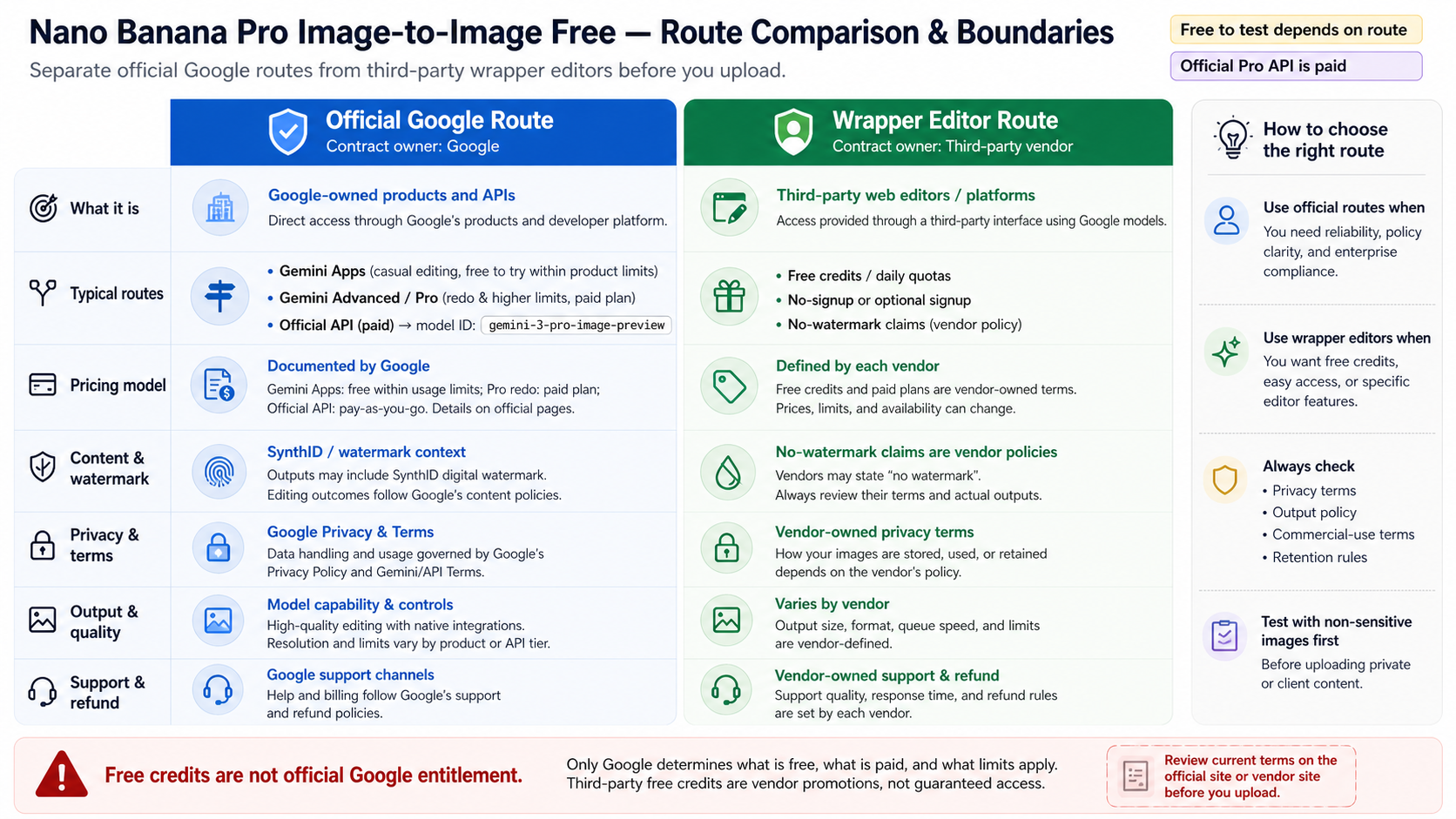 Official Google and third-party wrapper contract boundary matrix for Nano Banana Pro image-to-image routes