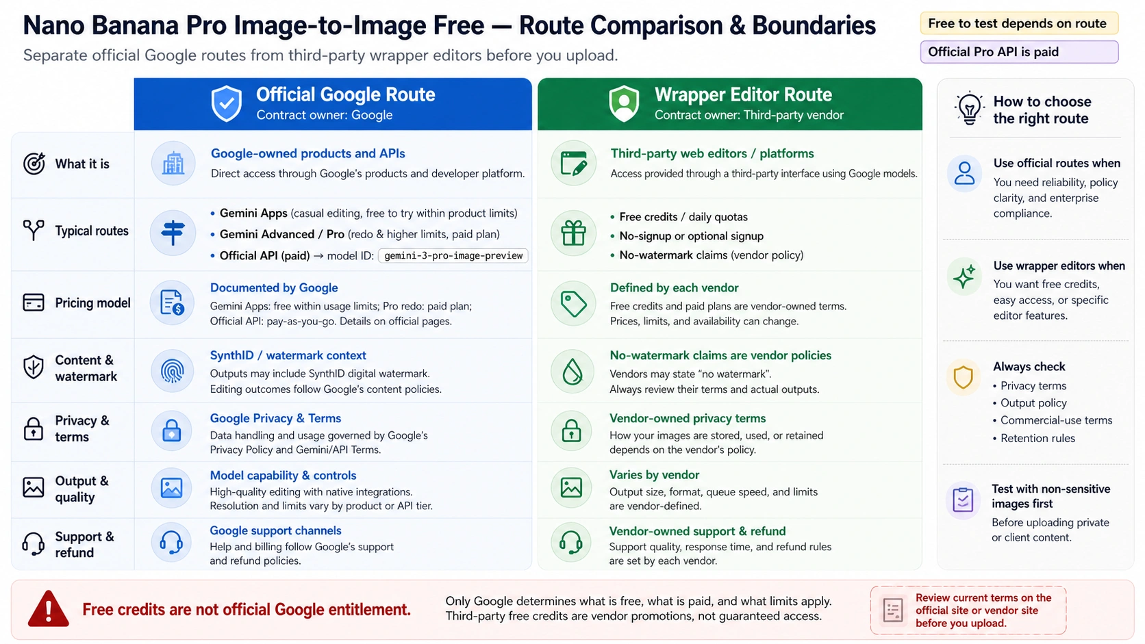 Official Google and third-party wrapper contract boundary matrix for Nano Banana Pro image-to-image routes