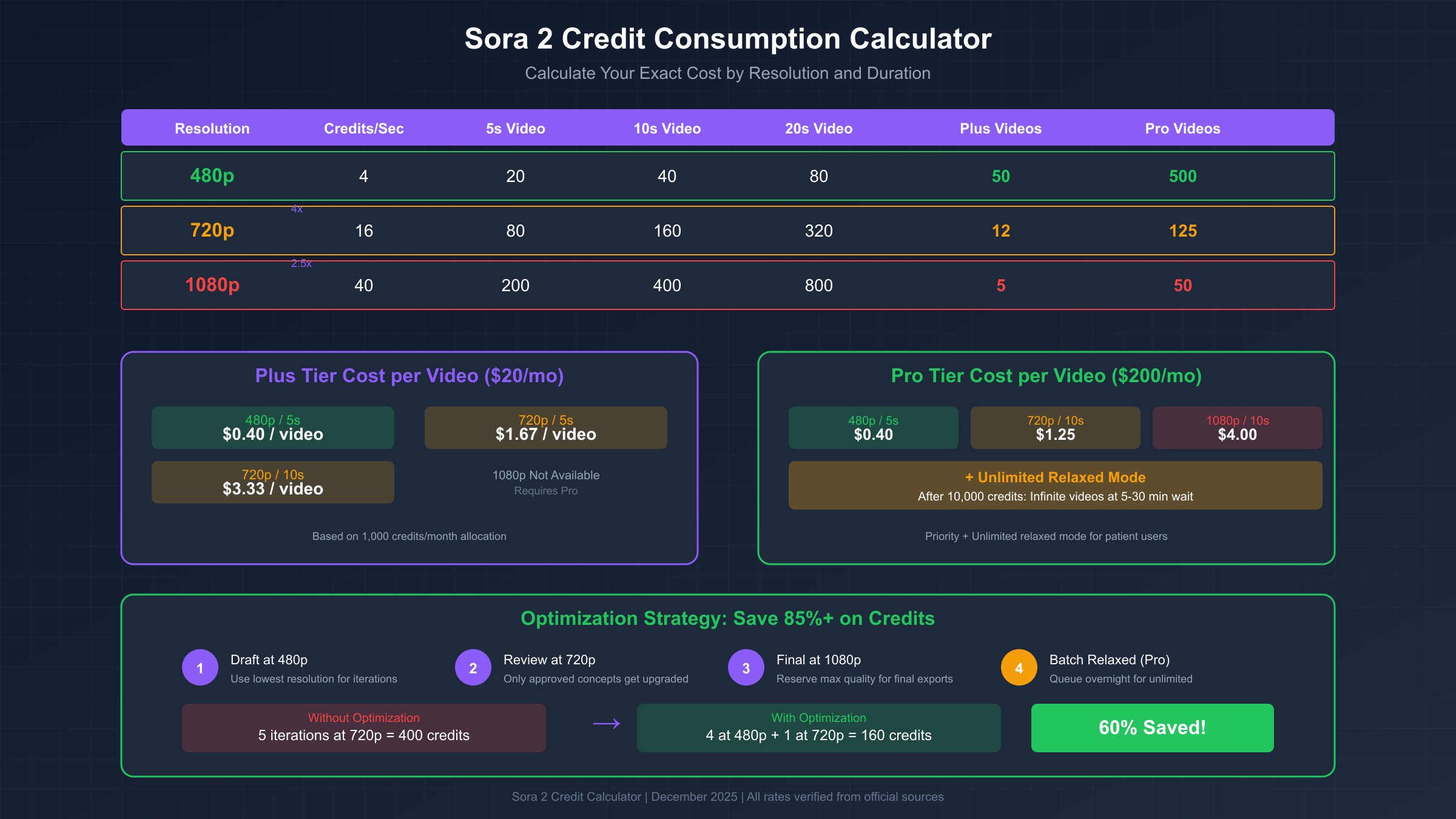 Sora 2 Credit Consumption Calculator
