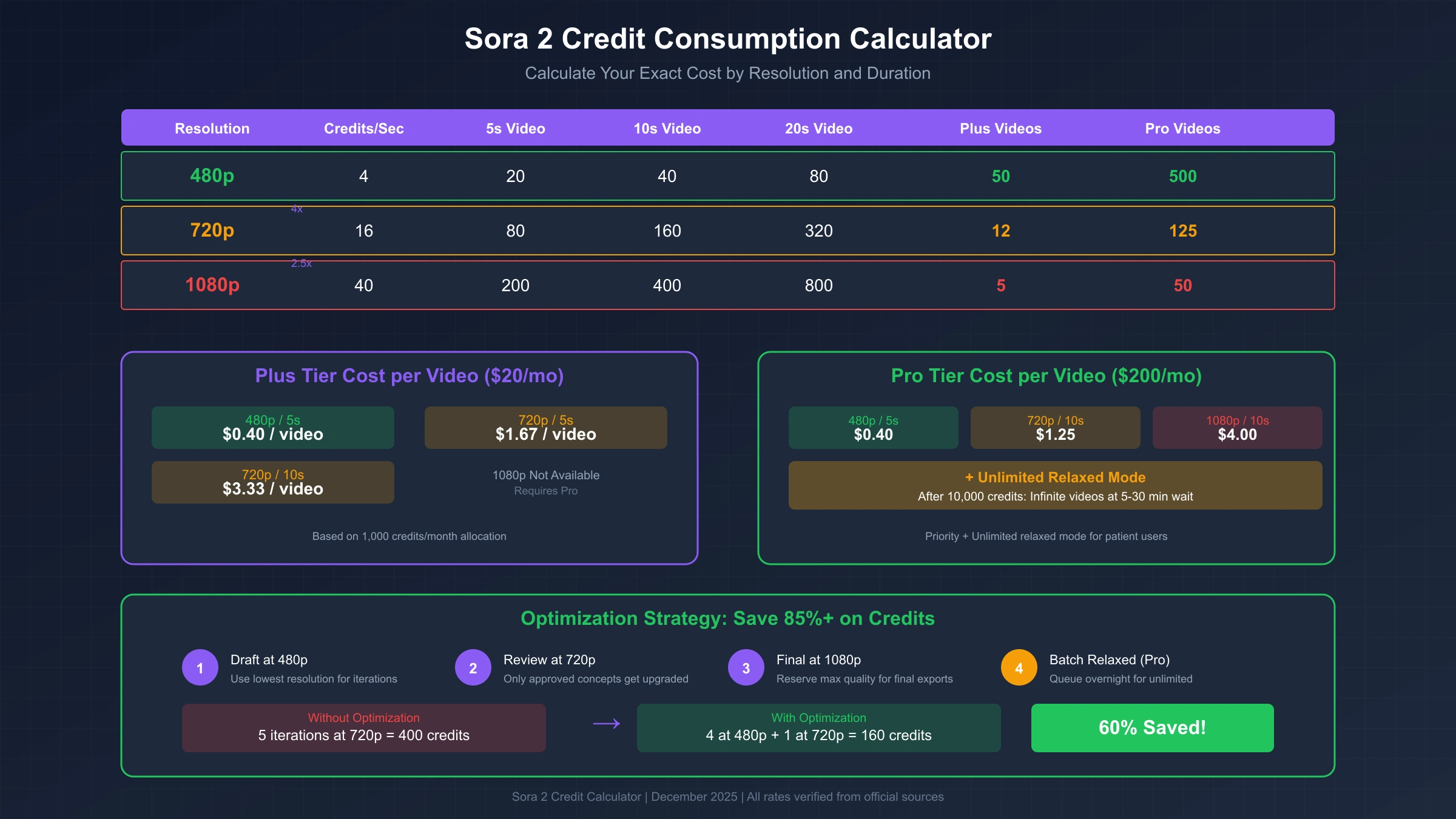 Sora 2 Credit Consumption Calculator
