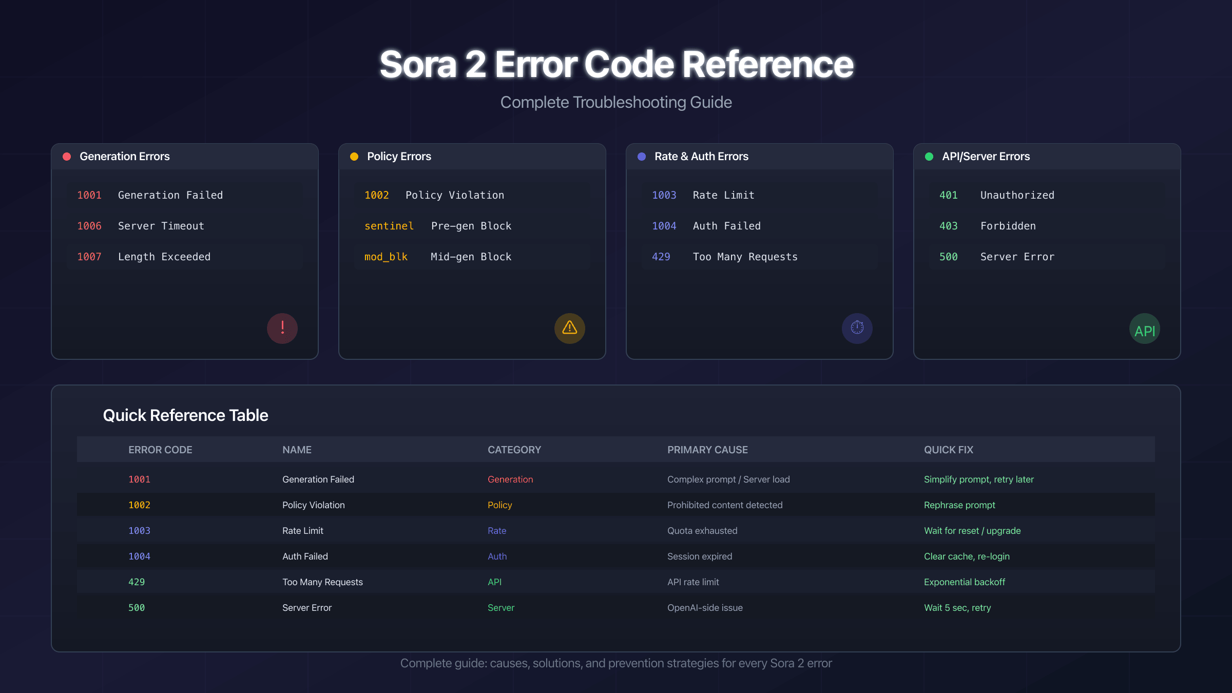 Sora 2 Error Code Reference Guide