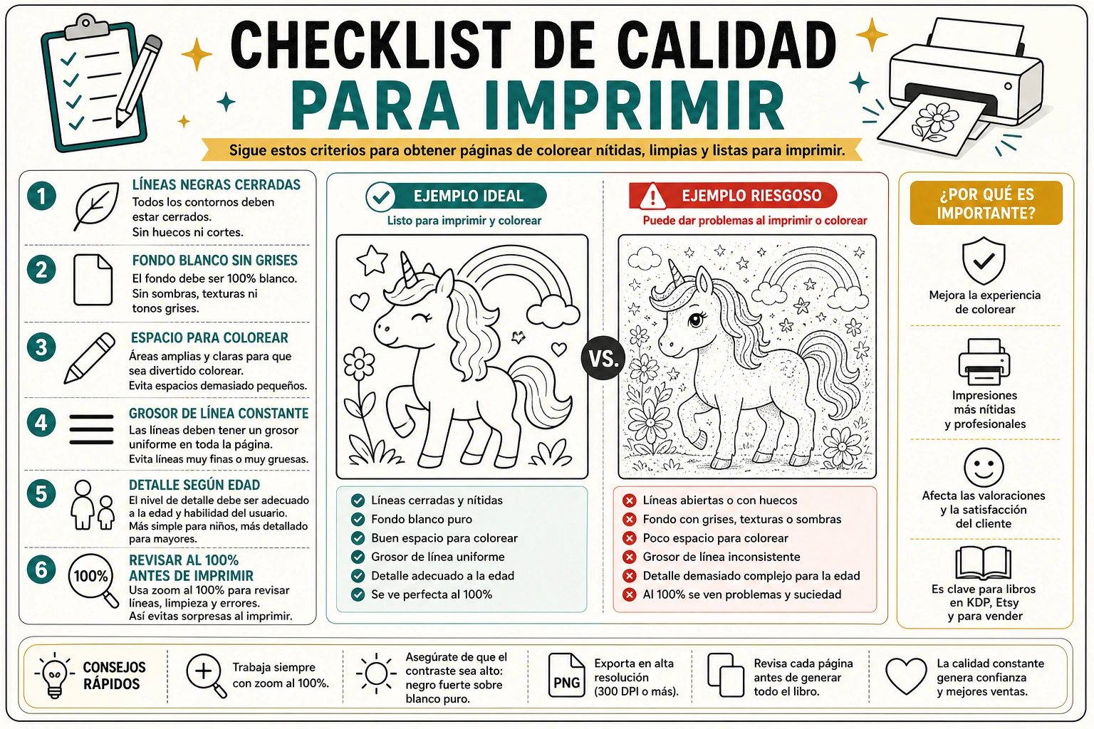 Control de calidad de línea para páginas de colorear generadas con IA