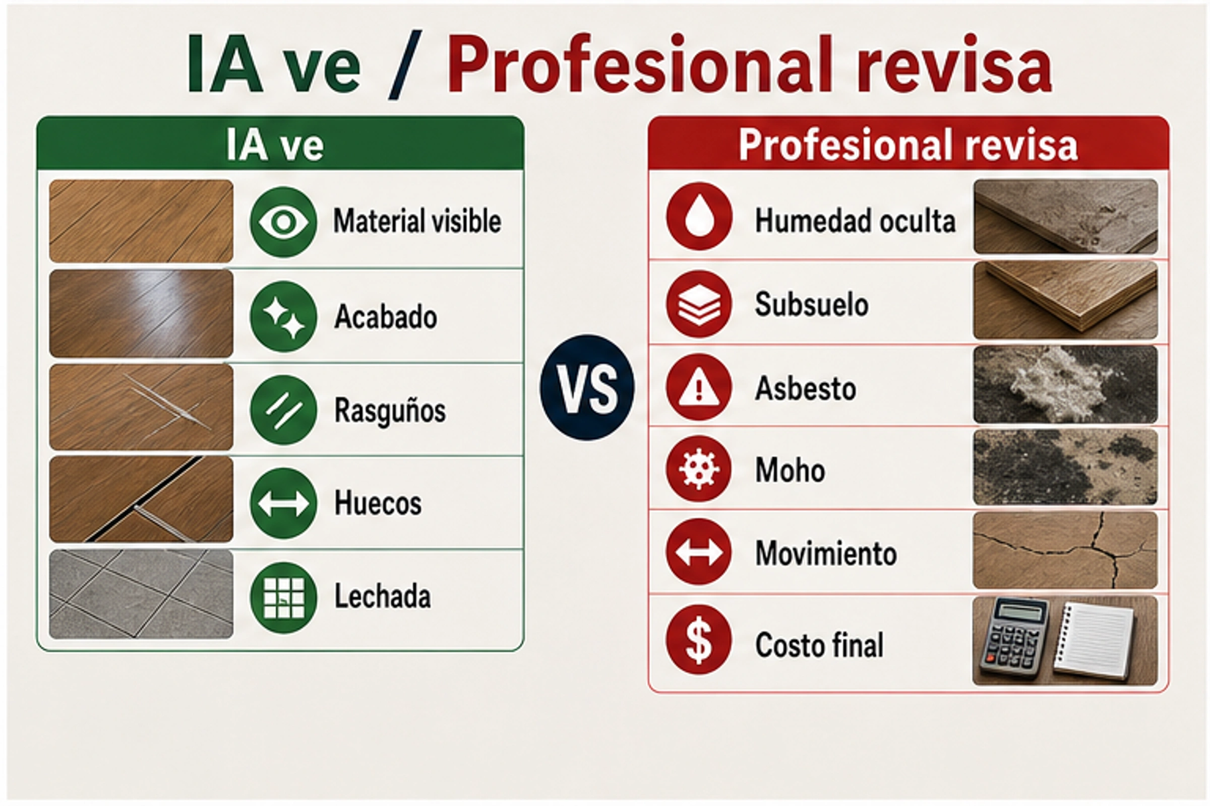 Limite entre lo que se ve en una foto de suelo y lo que debe comprobar un profesional.