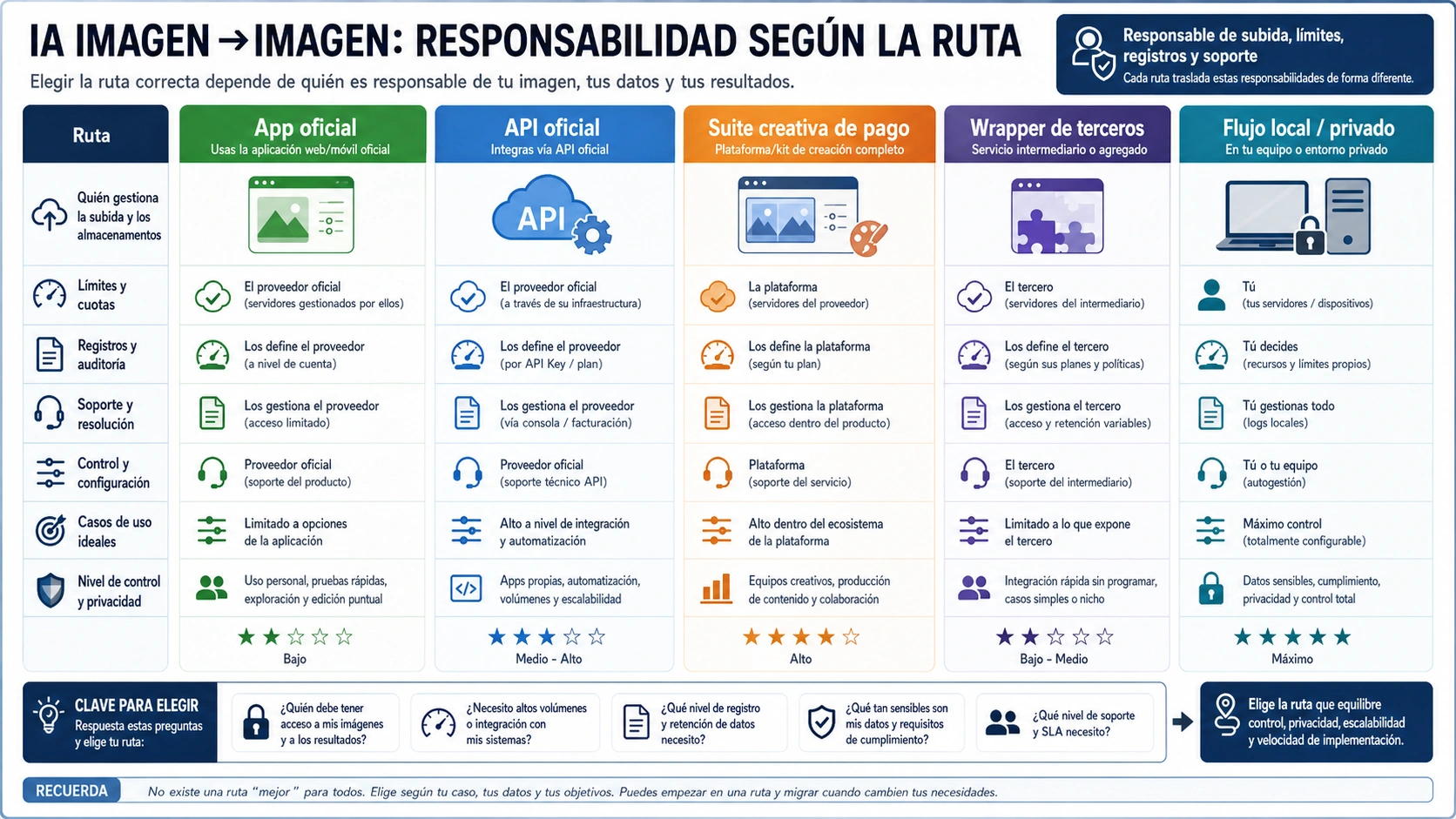 Tablero de dueños de ruta: app oficial, API, wrapper, suite de pago y flujo local