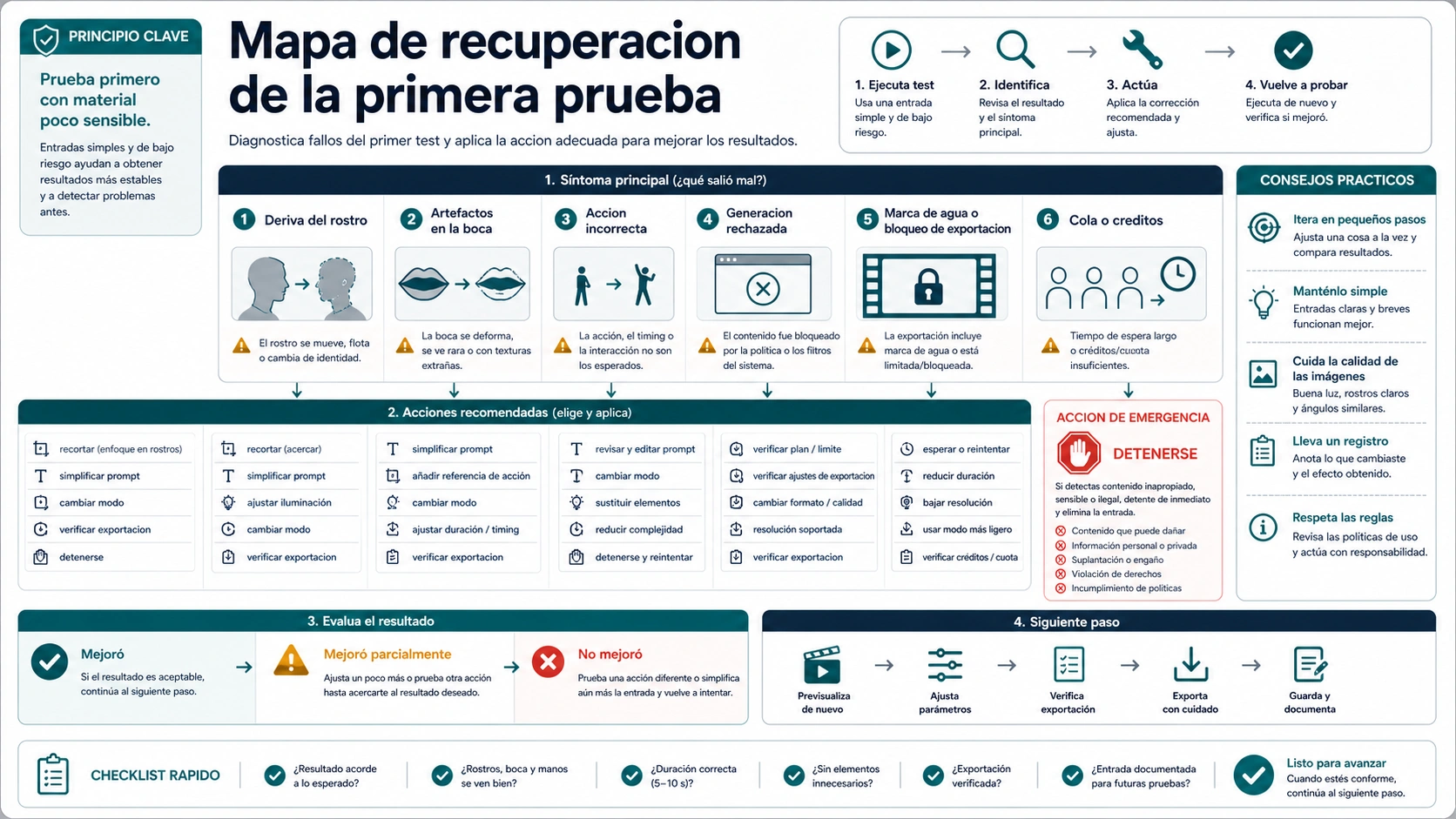 Mapa de recuperación después de una mala primera prueba de video de beso con IA