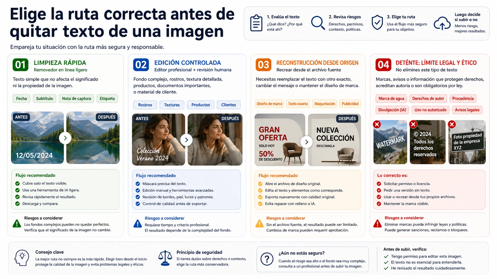 Mapa de rutas para quitar texto con IA