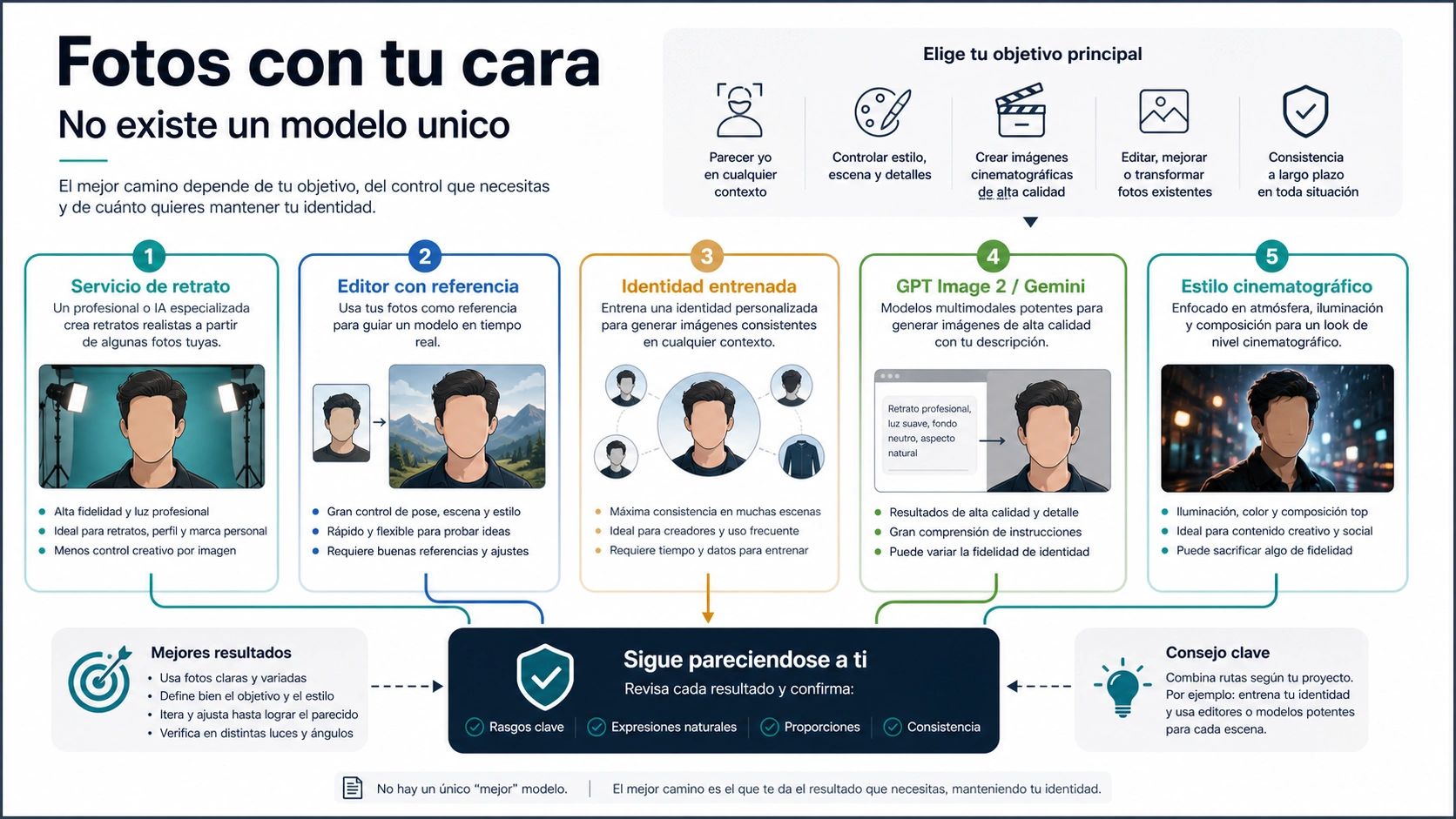 Mejor IA para crear fotos con tu cara: elige primero la ruta correcta