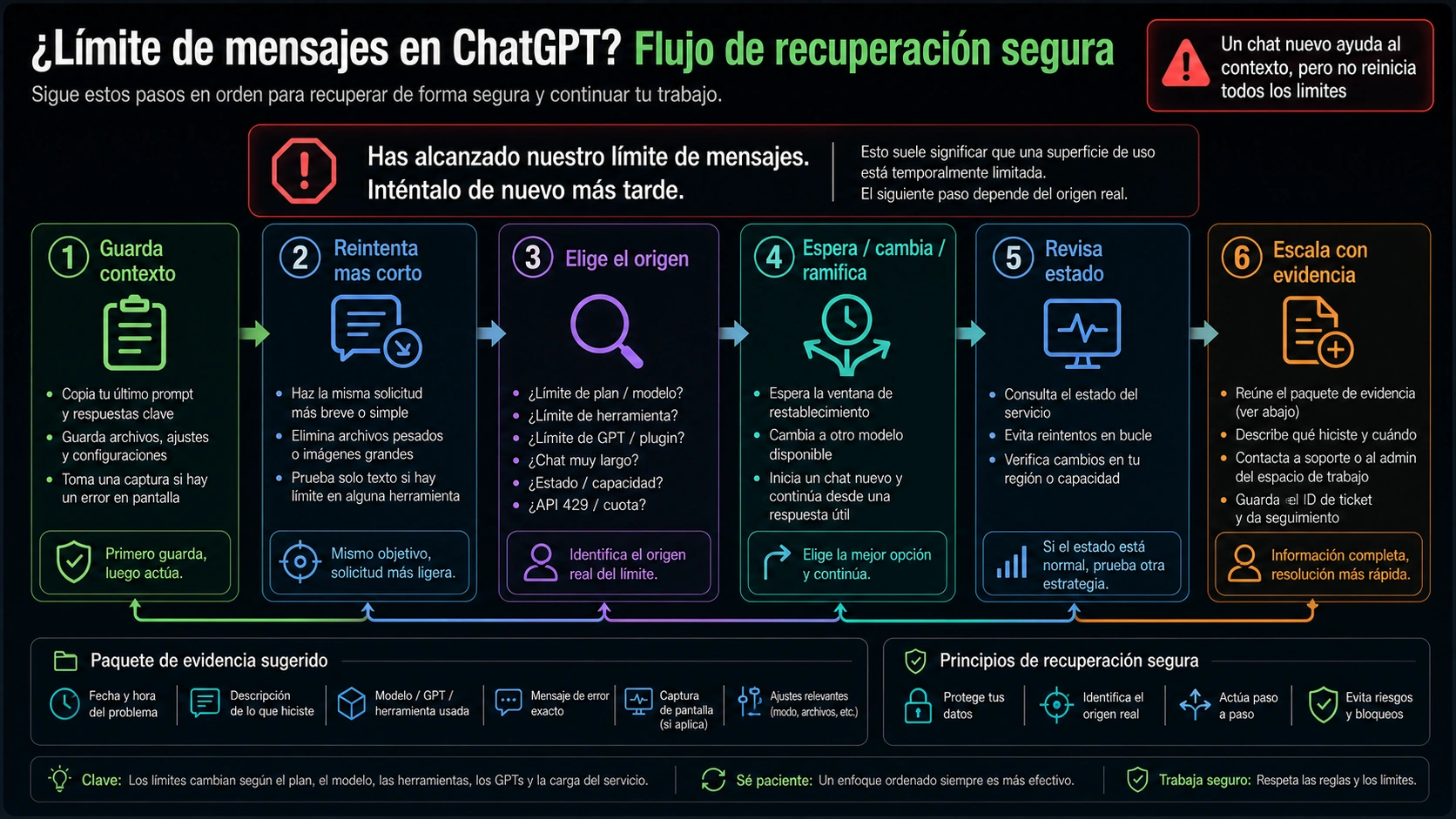 Flujo seguro de recuperación del límite de mensajes de ChatGPT