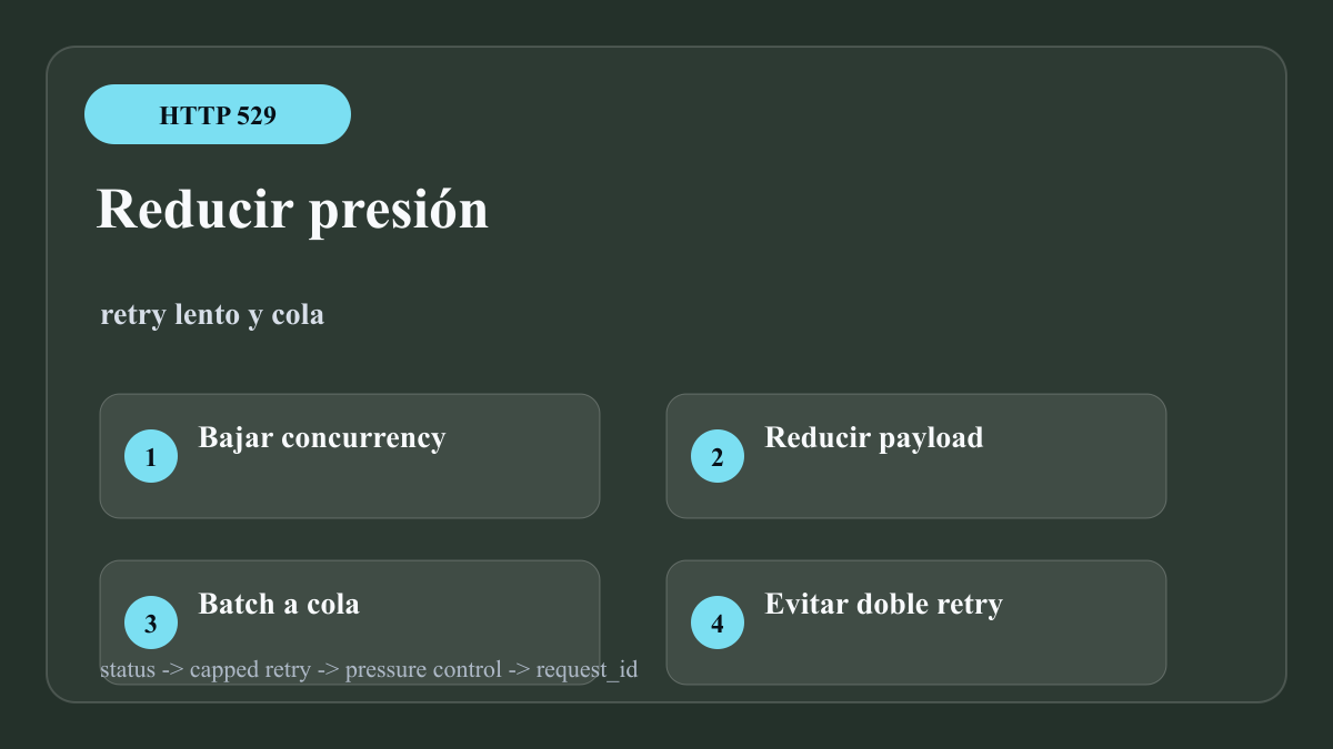 Controles de presión para Claude API 529