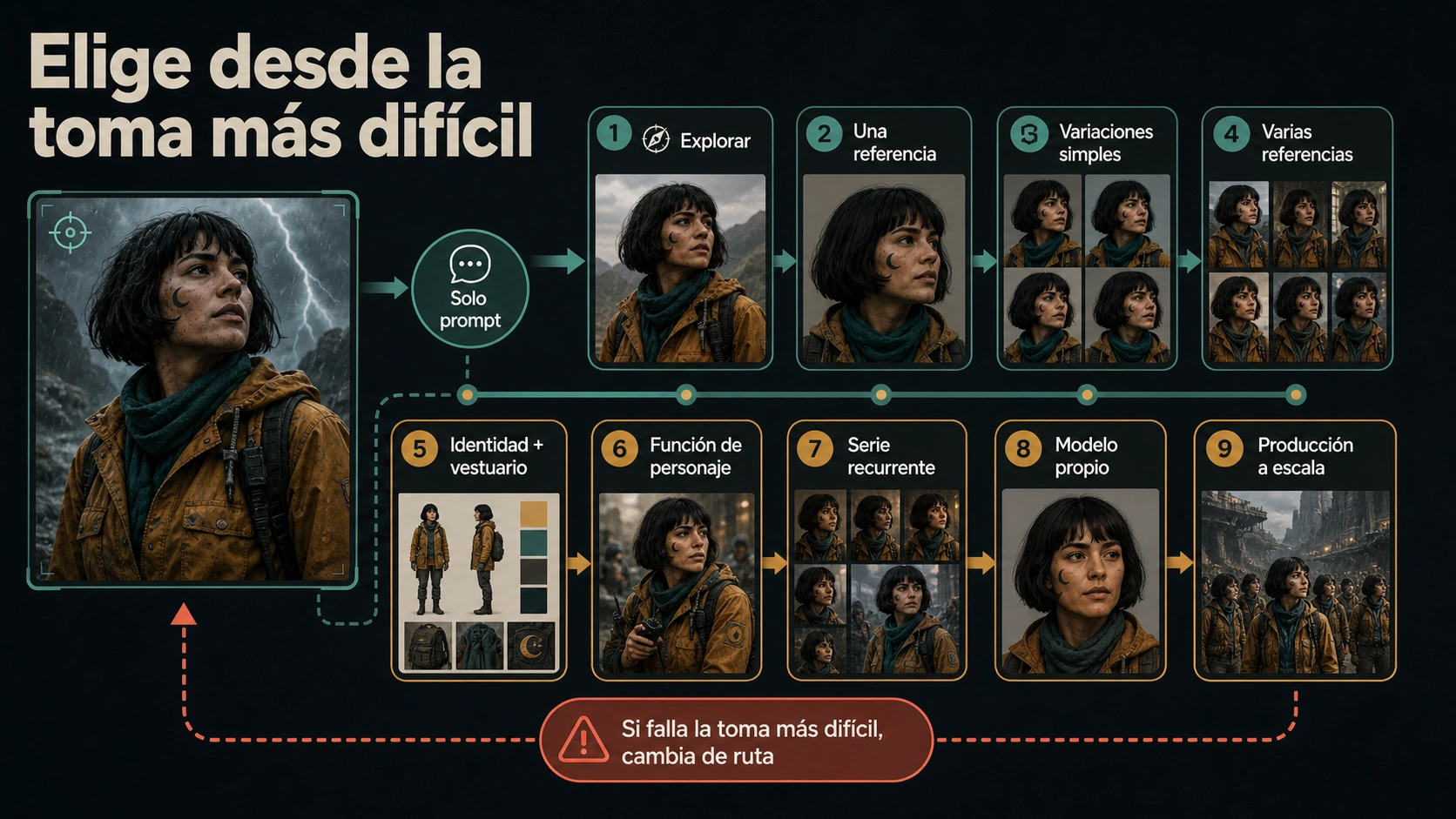 Mapa para elegir un método de consistencia desde la toma más difícil