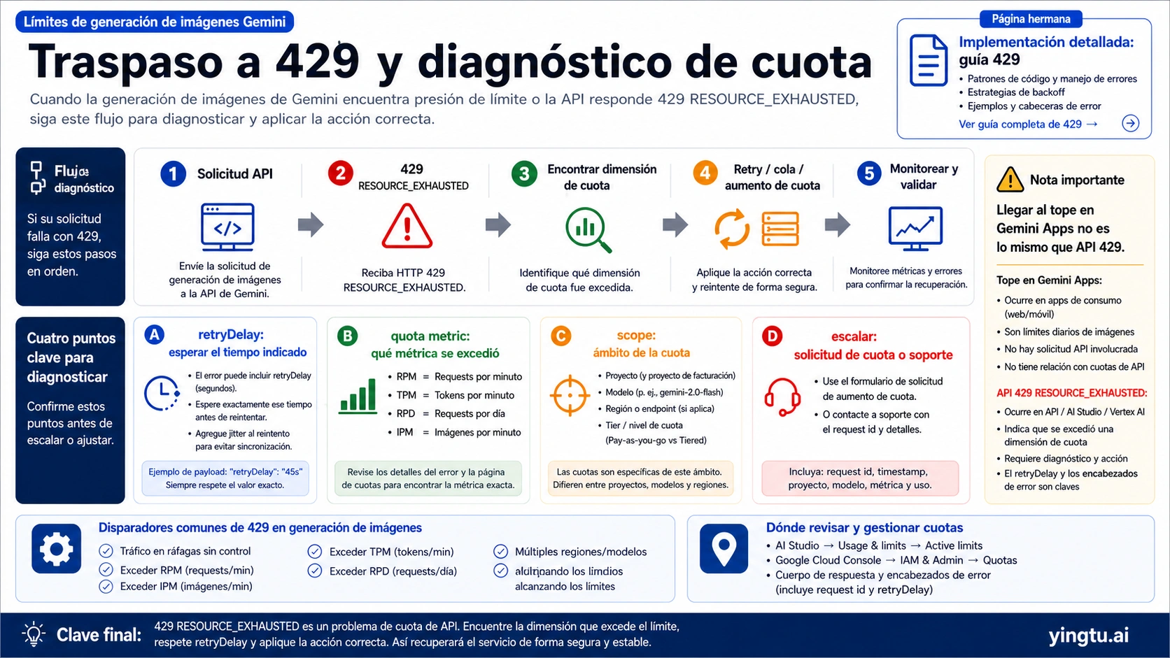 Mapa de diagnóstico de Gemini image generation 429