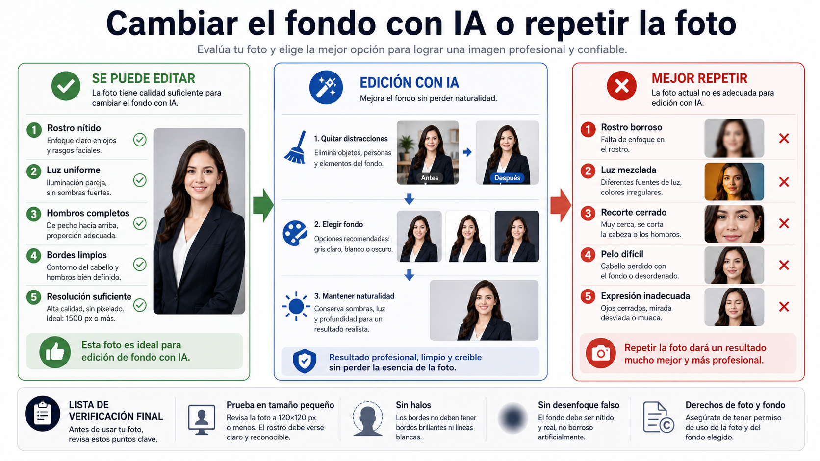 Flujo para decidir si cambiar el fondo con IA o repetir la foto