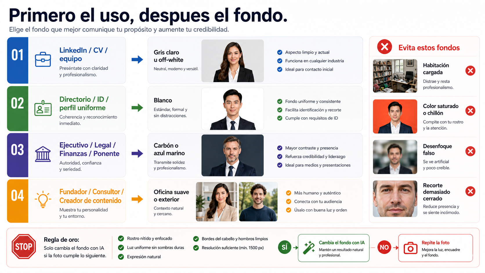 Mapa para elegir fondo de LinkedIn, CV, directorio, perfil formal o marca personal