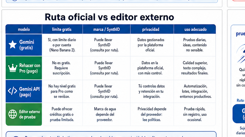 Comparación entre ruta oficial y editor externo para Nano Banana Pro imagen a imagen