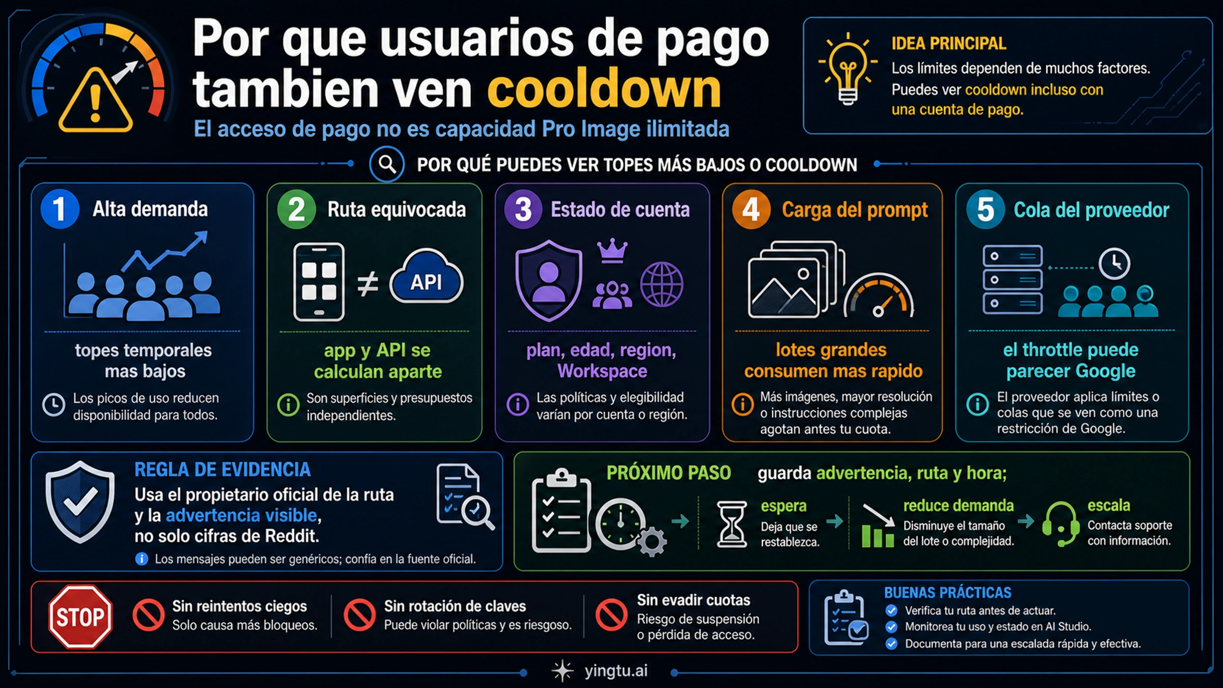 Diagnostico para usuarios de pago que ven cooldown en Nano Banana Pro