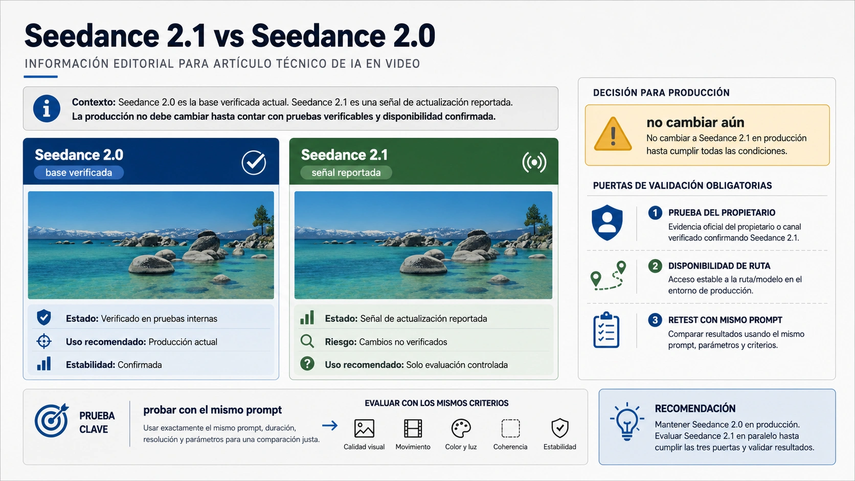 Seedance 2.1 vs Seedance 2.0: qué está verificado, qué está reportado y cuándo cambiar