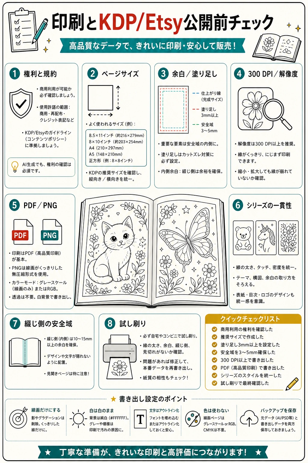 AIぬりえの印刷出力と出版前チェック