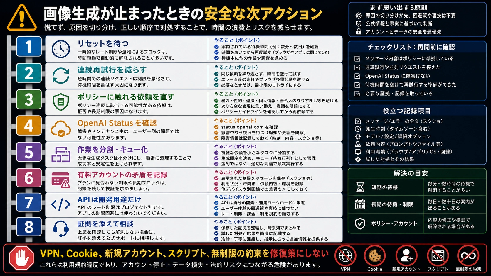 ChatGPT 画像生成が止まったときの安全な次アクション