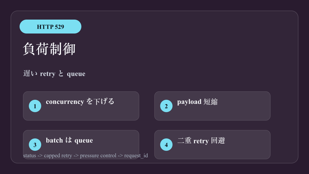 Claude API 529 の負荷制御