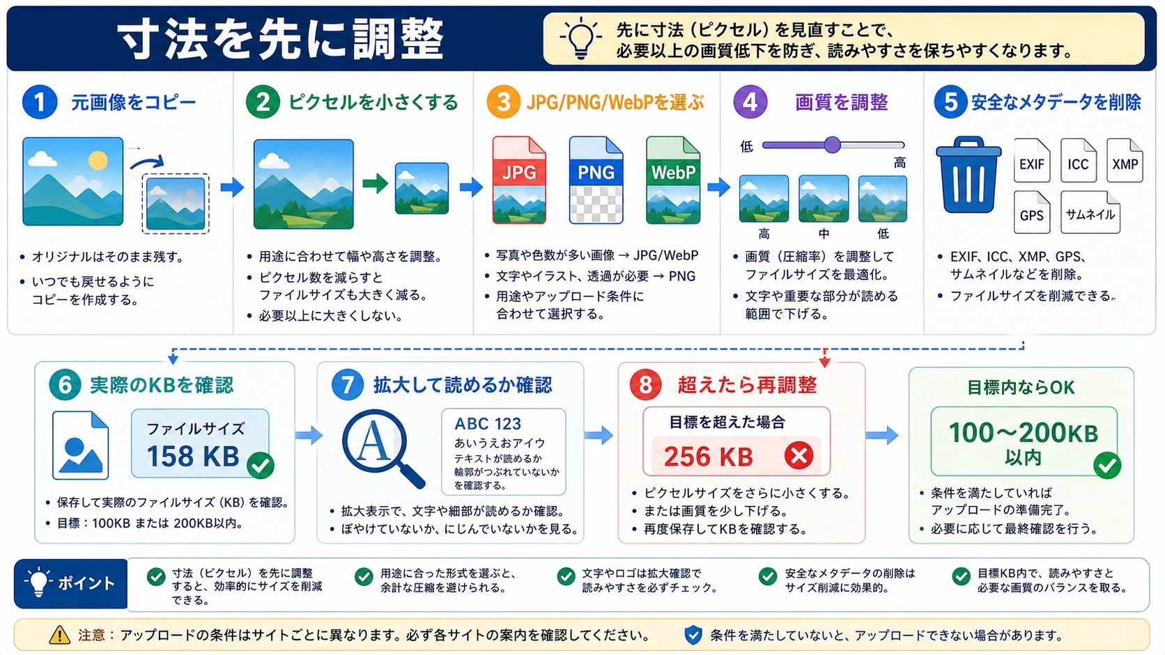 寸法、形式、画質、実サイズ確認の流れ