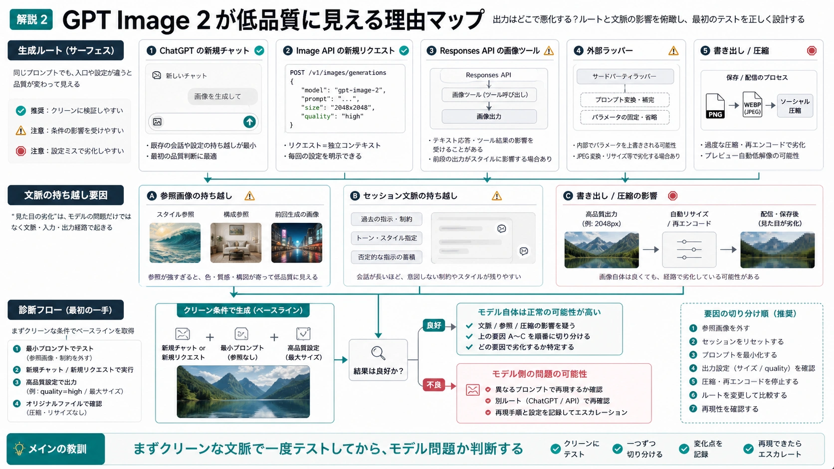 GPT Image 2の生成ルートとクリーン文脈の確認図