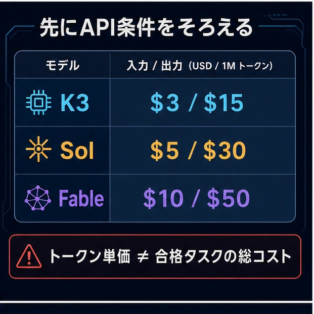 K3、Sol、Fableの現在の直接API料金