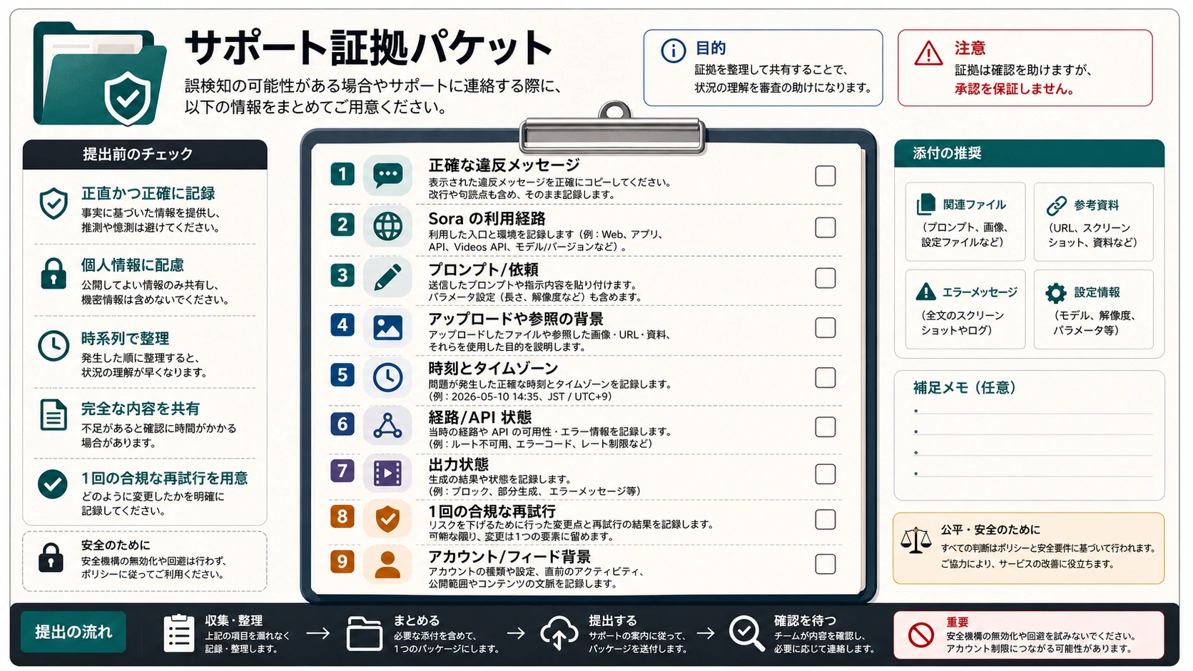 Sora support evidence packet for possible content violation false positives