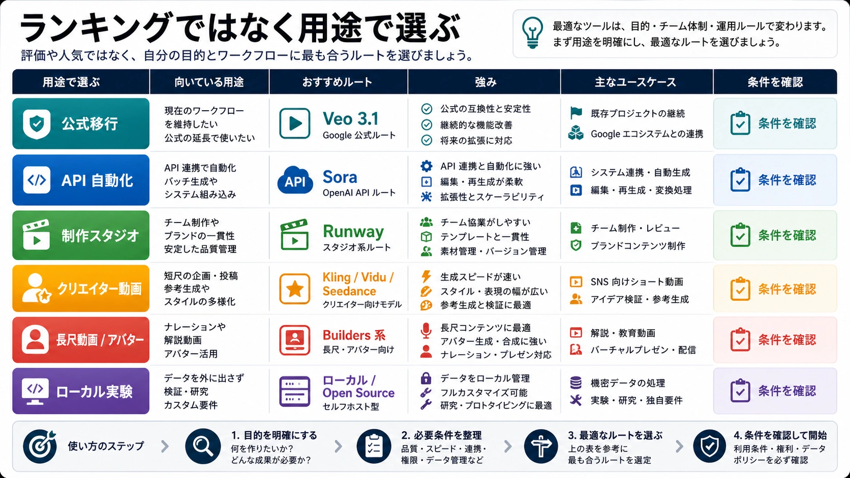 仕事別に見る Veo 3 の代替ルート