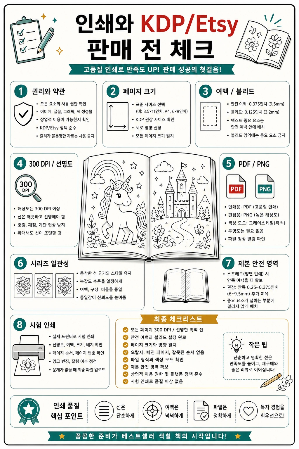 AI 색칠공부 도안의 인쇄 출력과 출판 전 점검