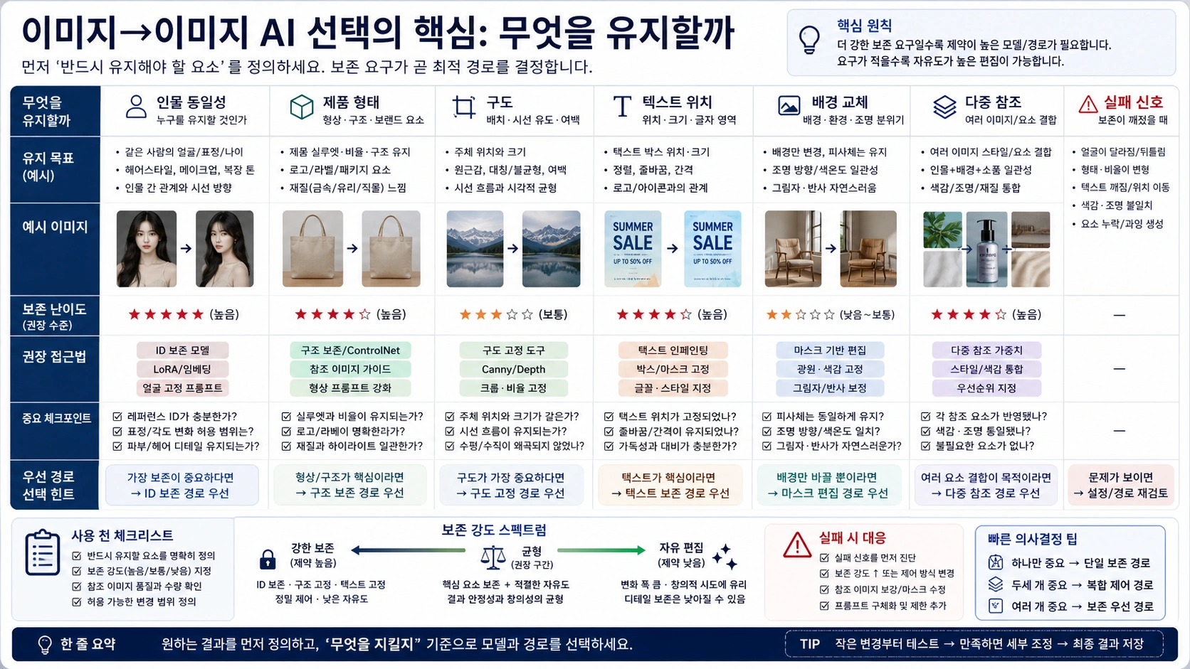 image-to-image 작업에서 유지해야 할 요소를 정리한 보존 매트릭스