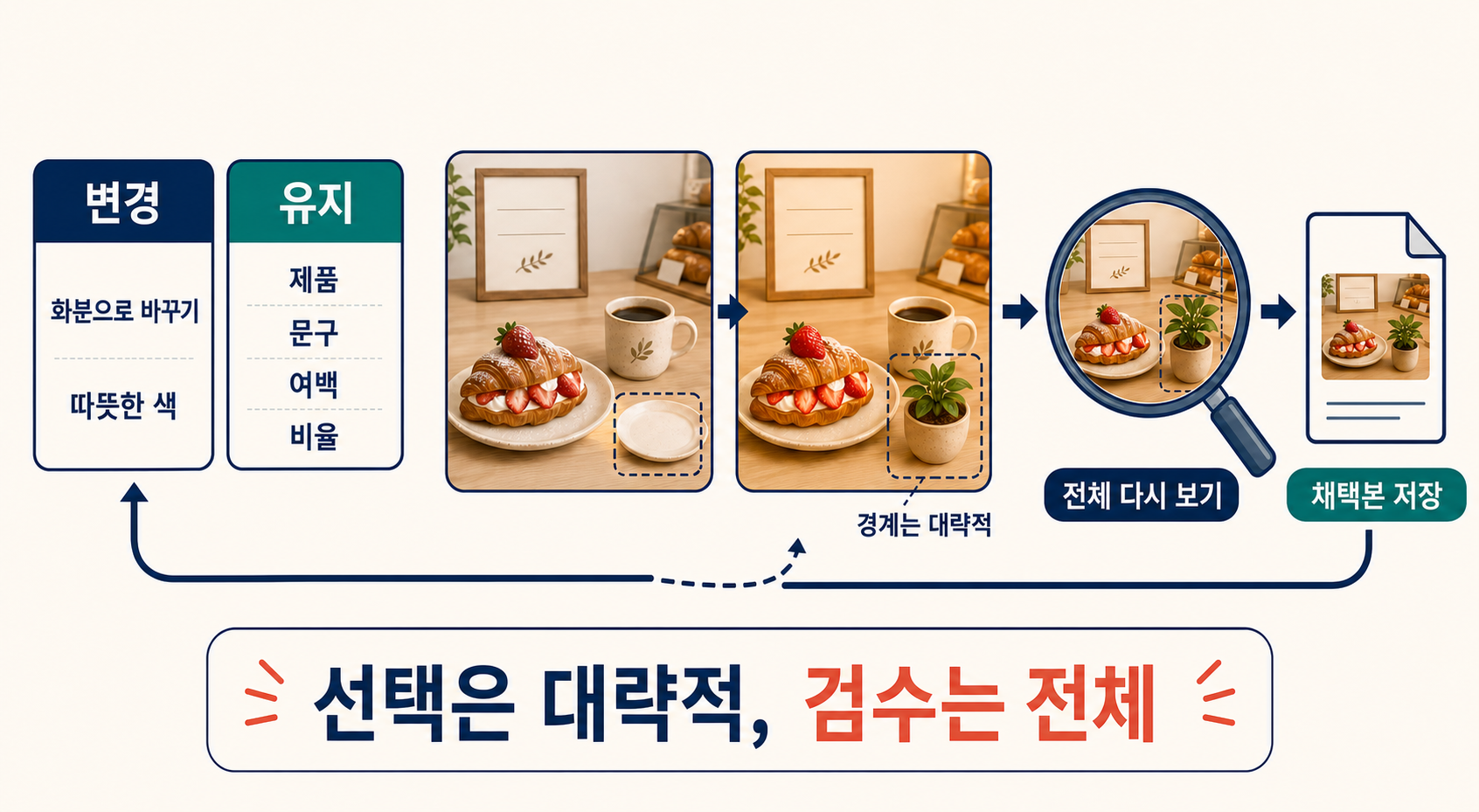 ChatGPT 이미지 편집에서 바꿀 요소와 유지할 요소를 분리하고 전체 이미지를 다시 검사하는 반복 흐름