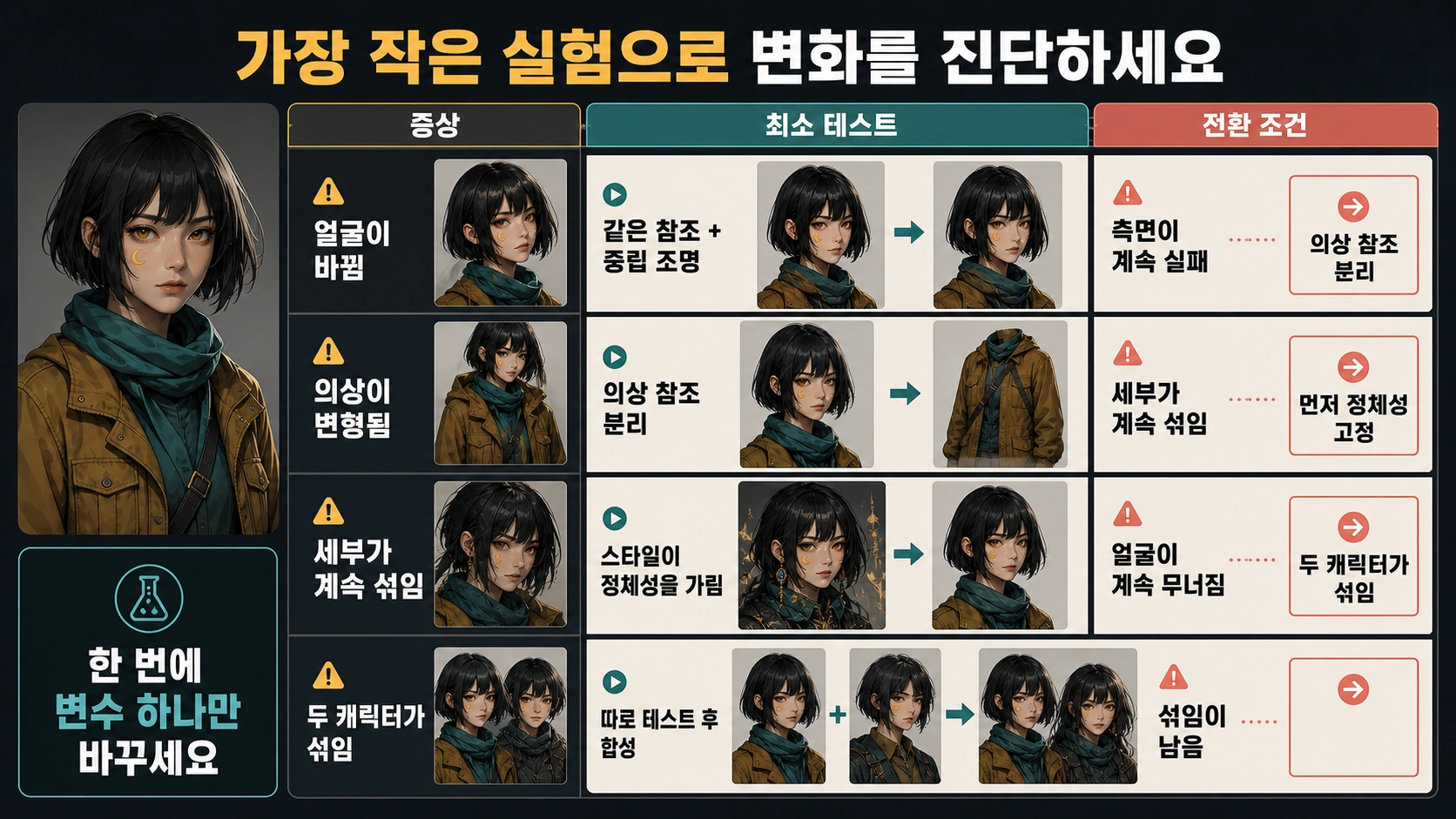 보이는 증상별 최소 시험과 방식을 바꿀 조건을 정리한 캐릭터 흔들림 진단