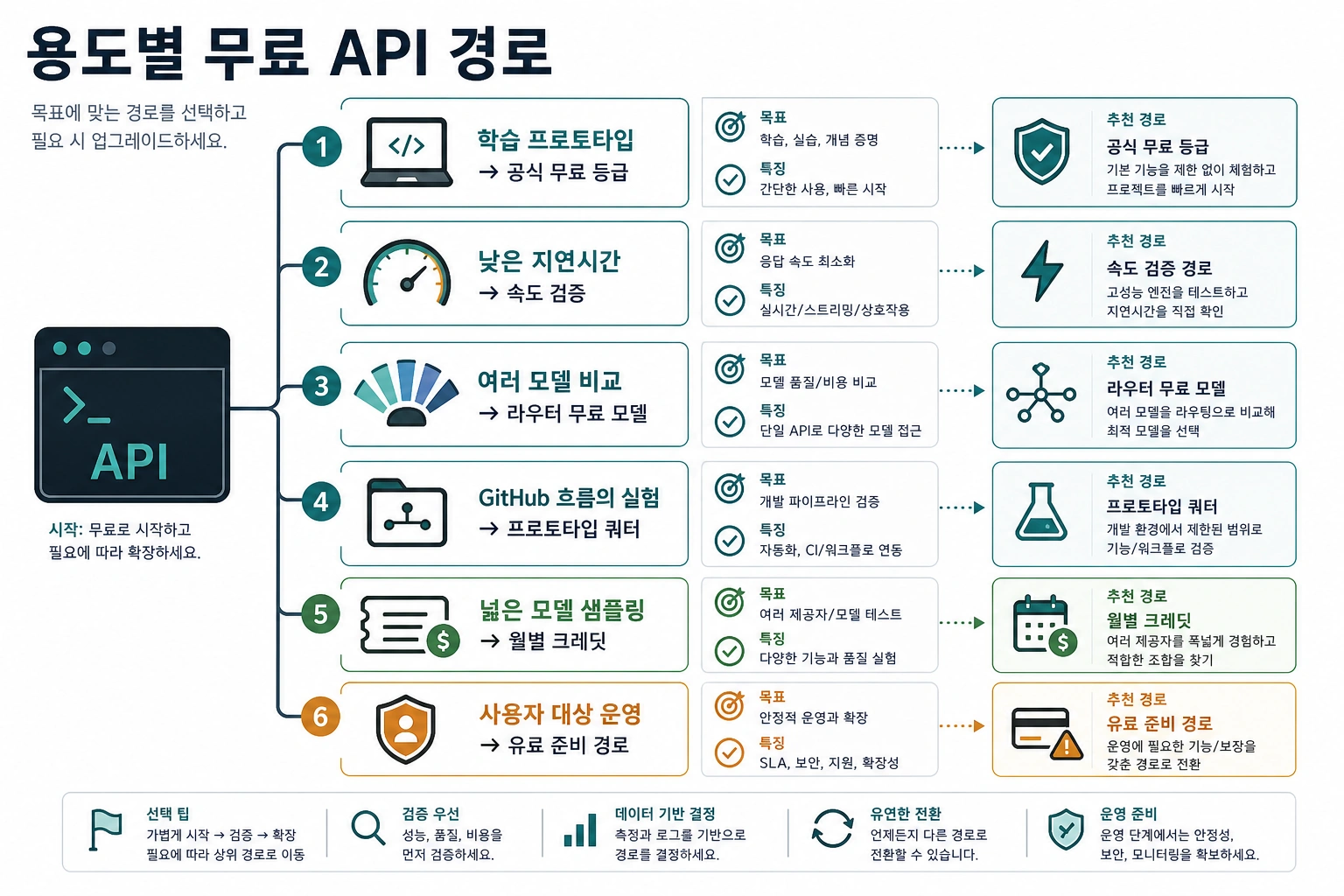 작업별 무료 AI API 경로를 고르는 한국어 경로도