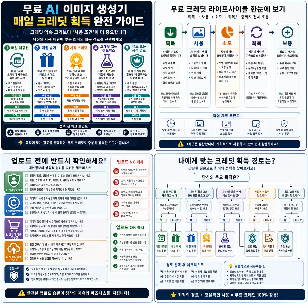 무료 AI 이미지 생성 크레딧 라이프사이클 지도