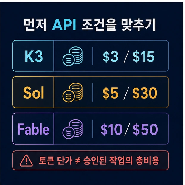 K3, Sol, Fable의 현재 직접 API 가격