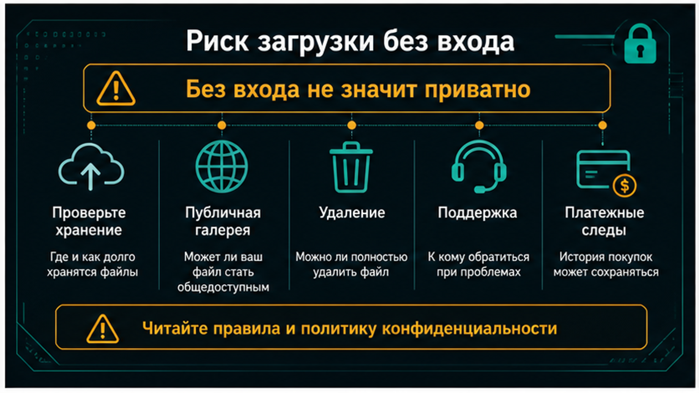 Чеклист рисков при загрузке без регистрации