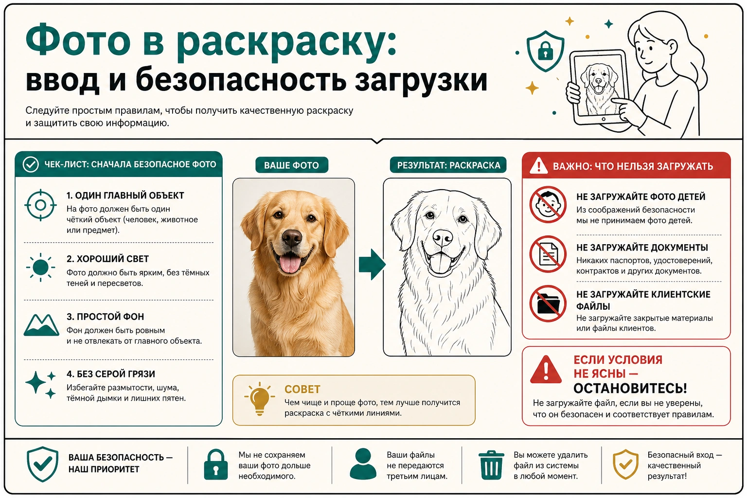 Проверка фото перед переводом в контурную раскраску