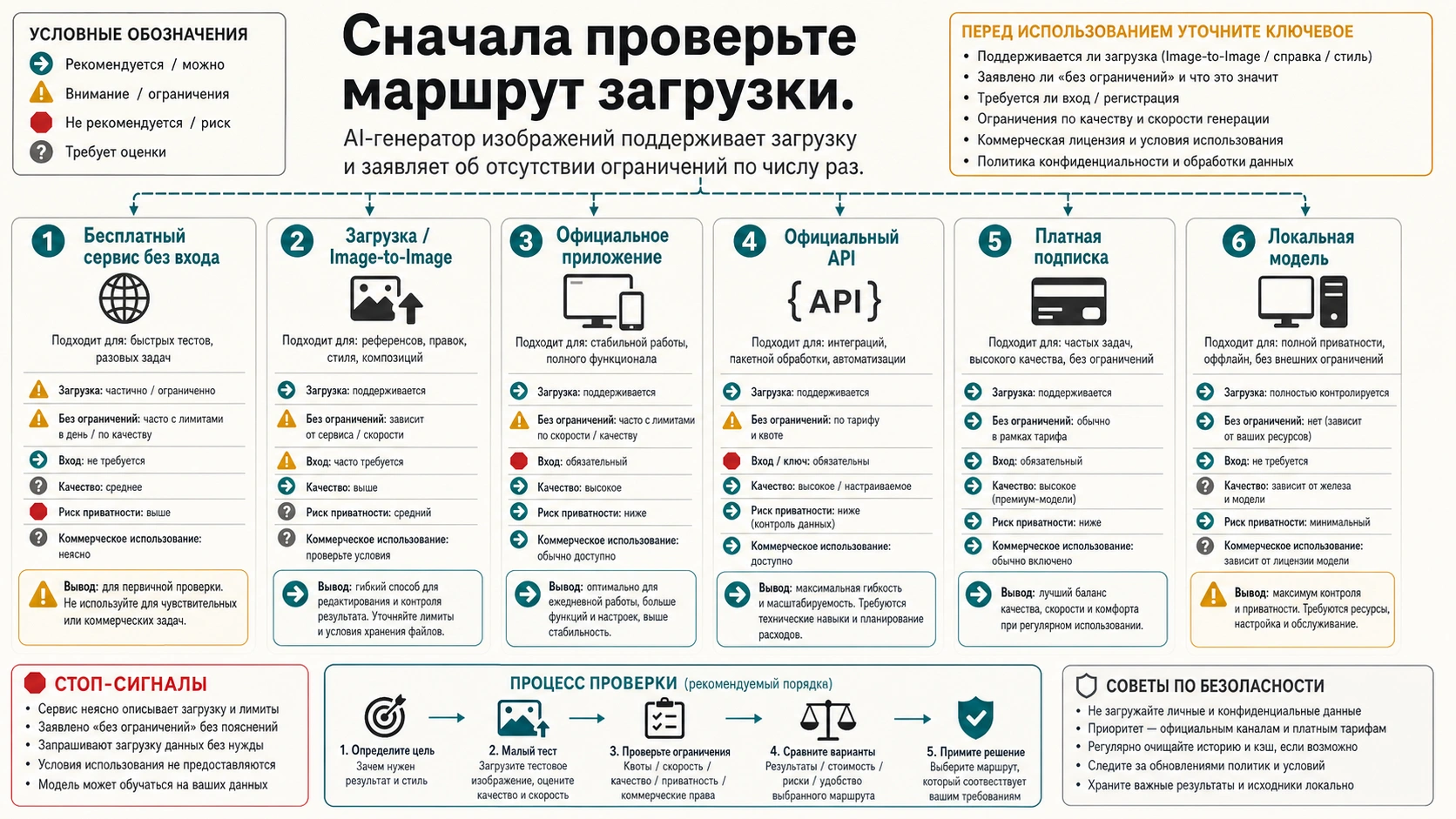 AI-генератор изображений с загрузкой и без лимита: сначала проверьте маршрут
