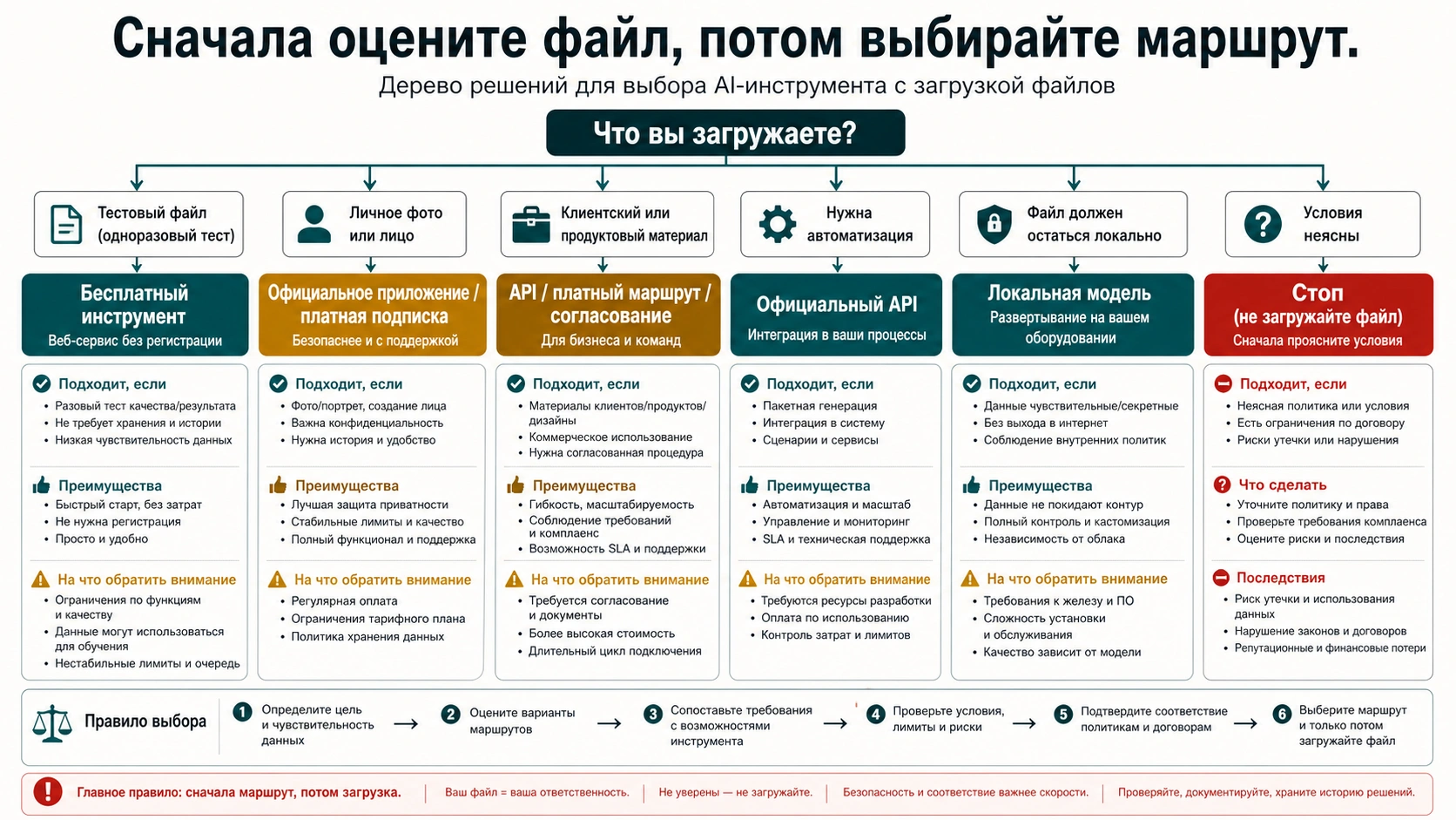 Дерево выбора безопасного маршрута для AI-генератора с загрузками