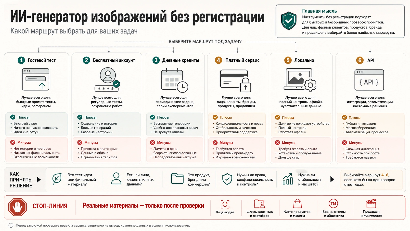 AI-генератор изображений бесплатно без регистрации: быстрый тест, скрытые лимиты и безопасные маршруты