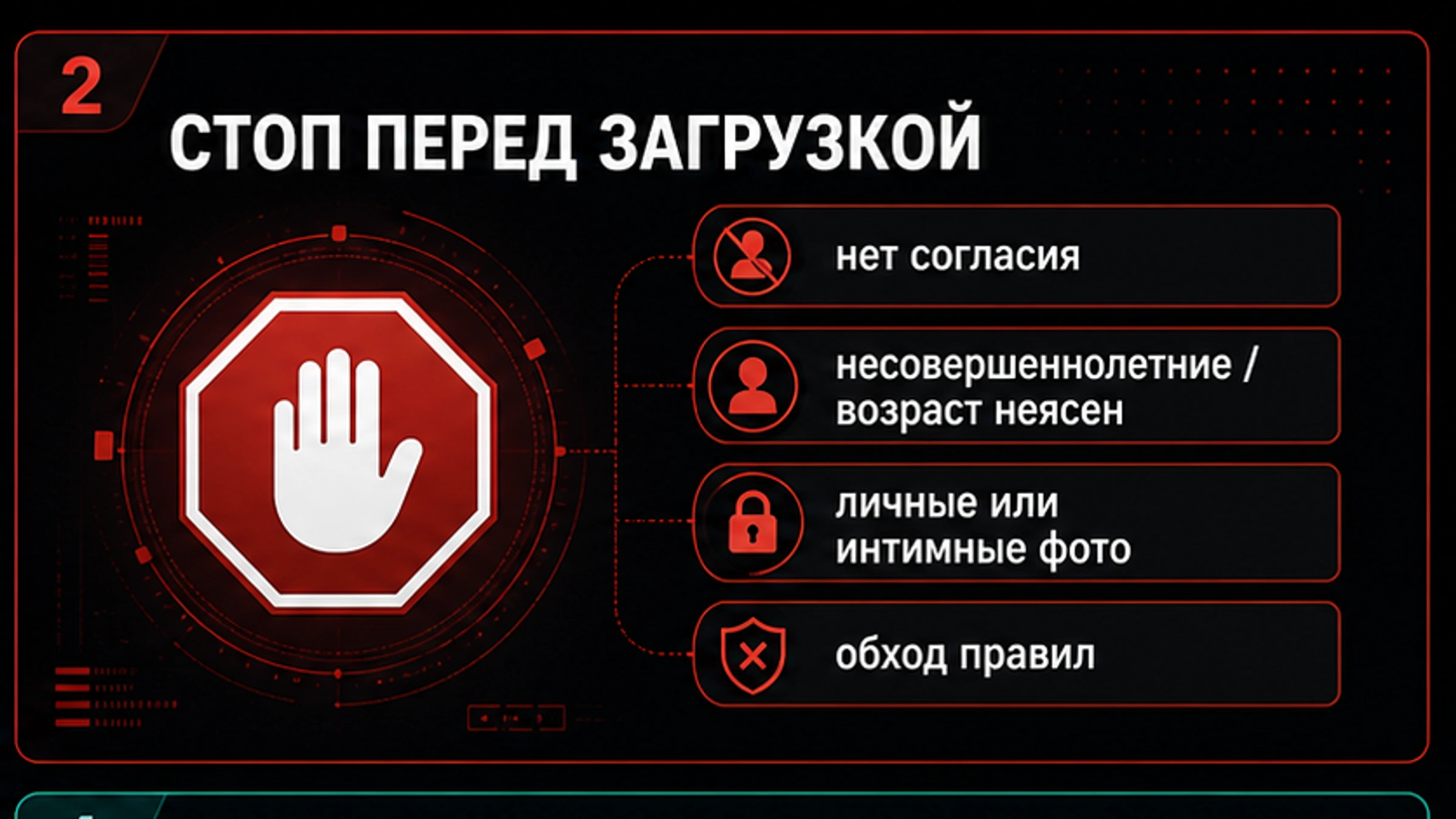Граница остановки загрузки: нет согласия, несовершеннолетние, приватные изображения и запросы обхода