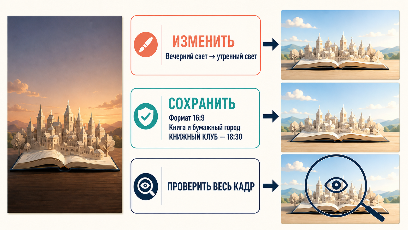 Схема правки изображения в ChatGPT: отдельно указаны изменение, неизменяемые элементы и полная повторная проверка