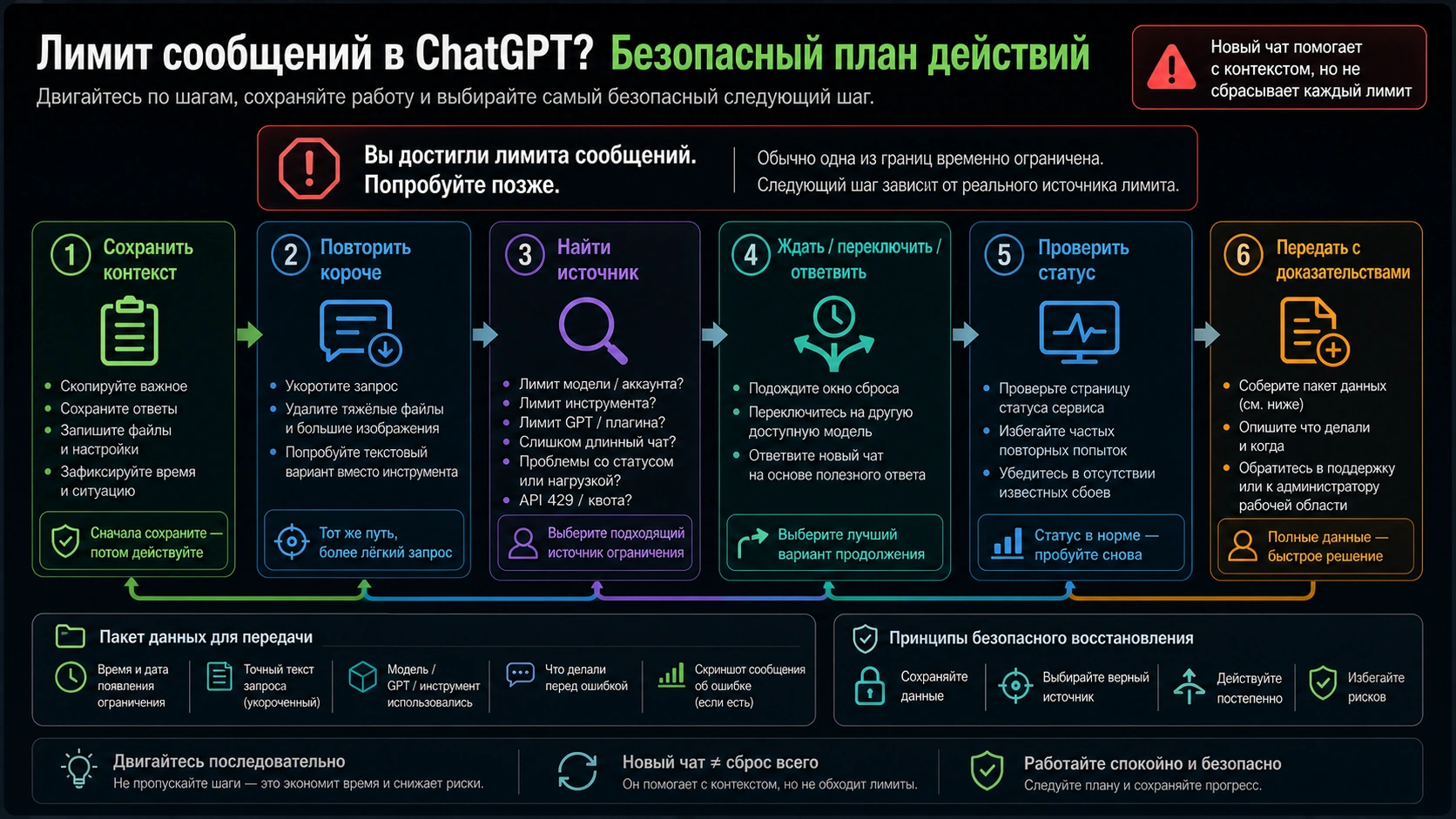 Безопасный поток восстановления лимита сообщений ChatGPT