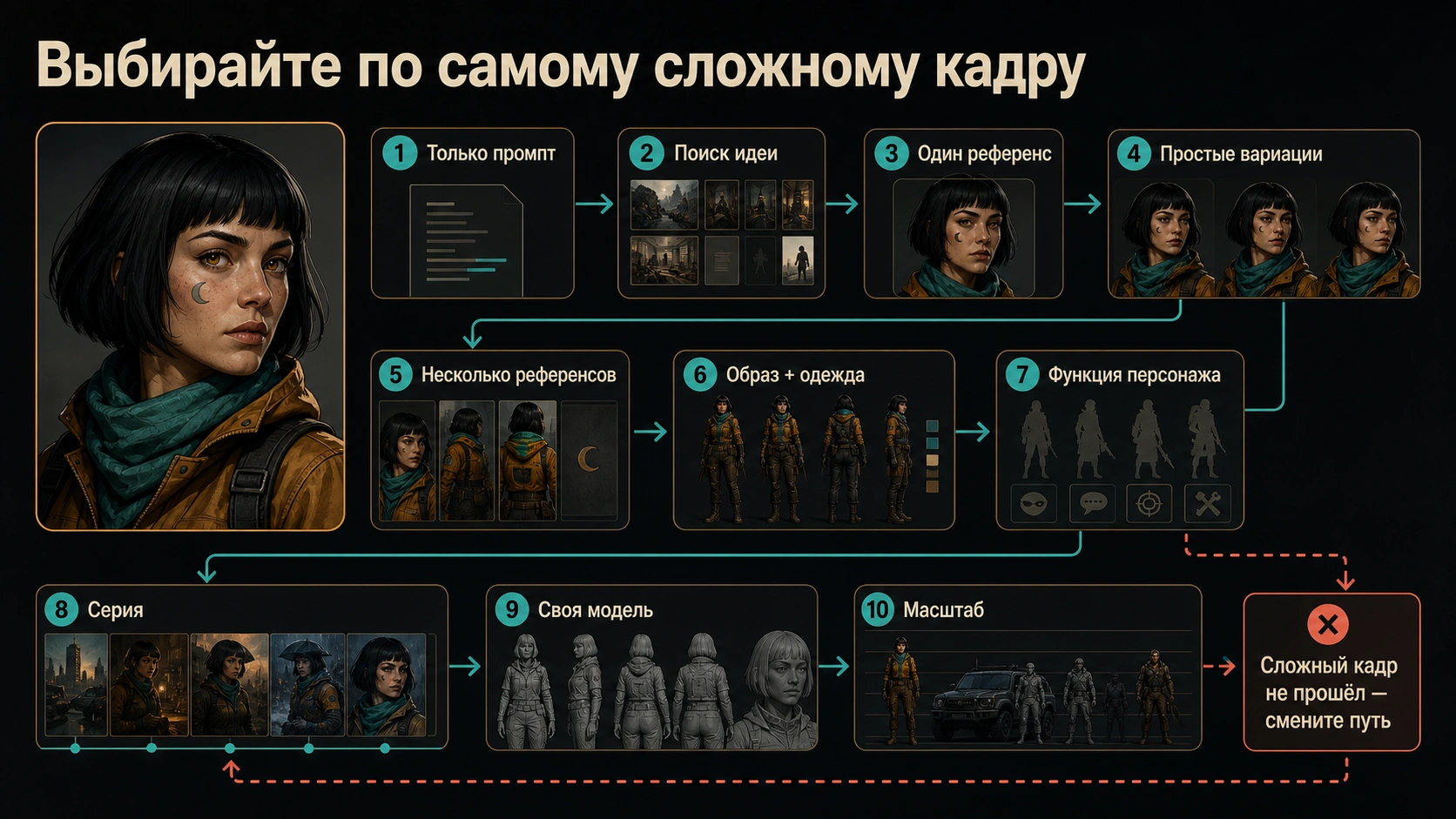 Выбор способа сохранения персонажа по самому трудному кадру