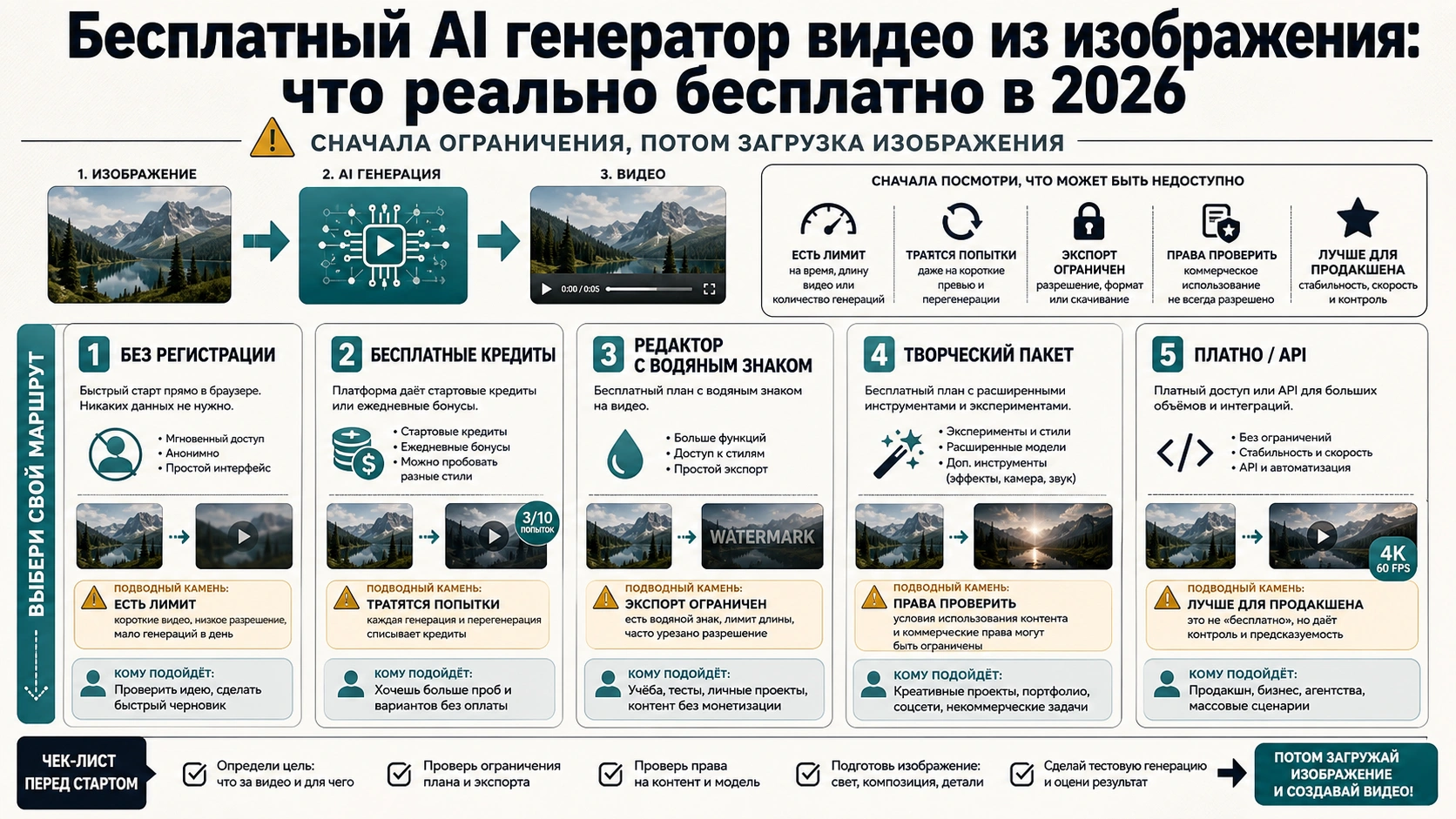 Чеклист доверия перед загрузкой изображений в бесплатный AI генератор