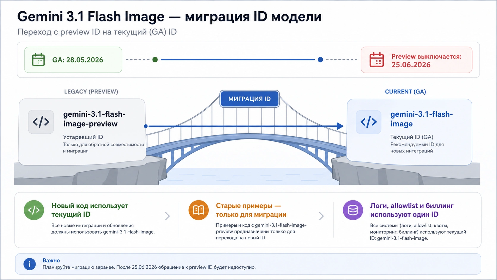 Переход ID модели от старого gemini-3.1-flash-image-preview к текущему gemini-3.1-flash-image