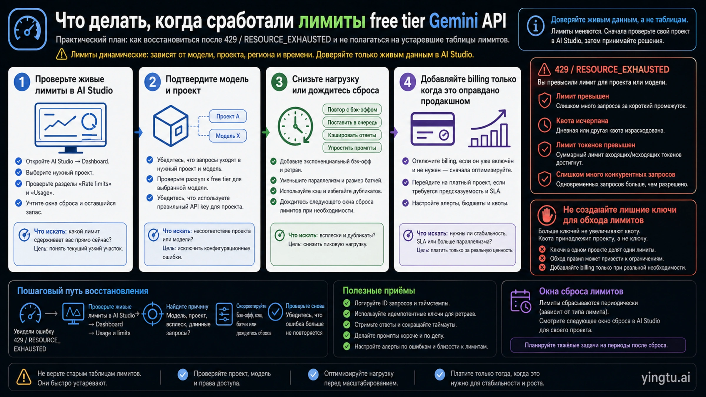 Чеклист восстановления после 429 и RESOURCE_EXHAUSTED в Gemini API