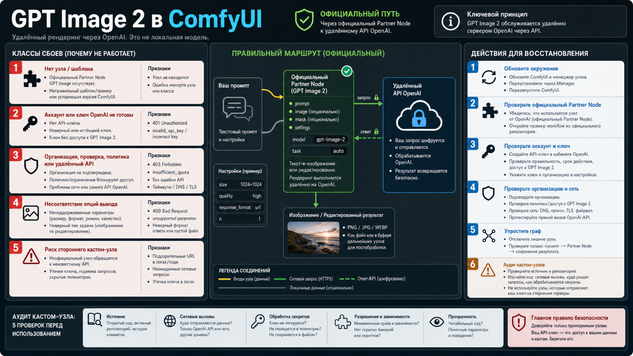 Диагностика GPT Image 2 в ComfyUI и аудит custom node